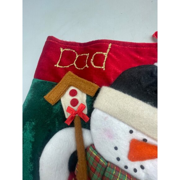 handmade Mom Dad Christmas mitten stockings set of 2 angle snowman velvet READ - Picture 5 of 10